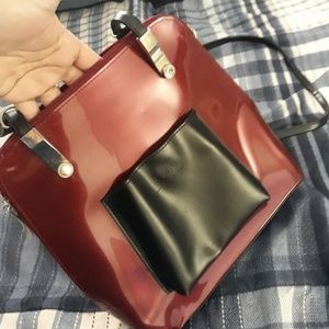 Maroon black bag backpack